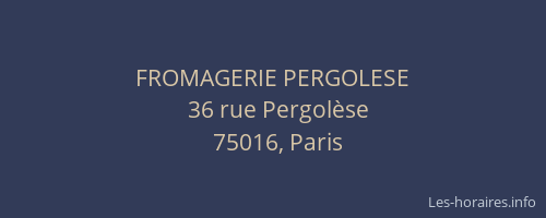 FROMAGERIE PERGOLESE