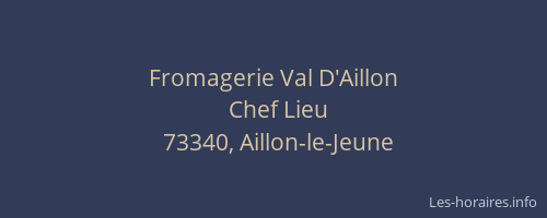Fromagerie Val D'Aillon