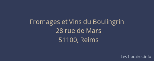 Fromages et Vins du Boulingrin