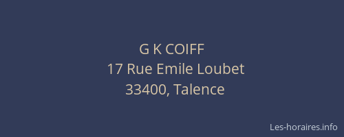 G K COIFF