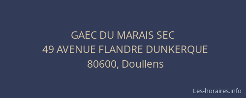 GAEC DU MARAIS SEC