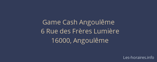 Game Cash Angoulême