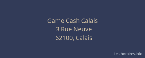 Game Cash Calais