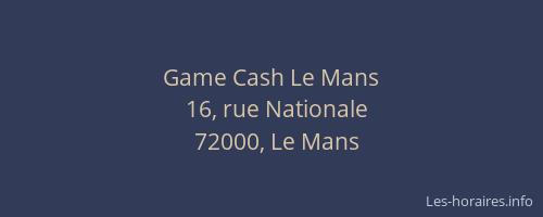 Game Cash Le Mans