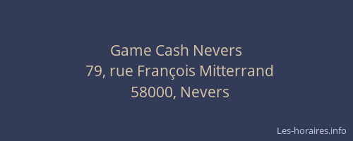 Game Cash Nevers