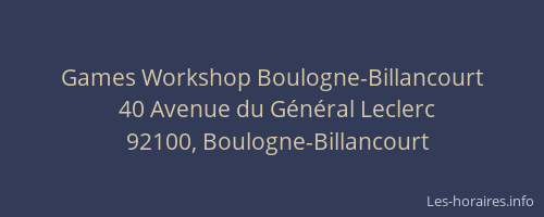 Games Workshop Boulogne-Billancourt