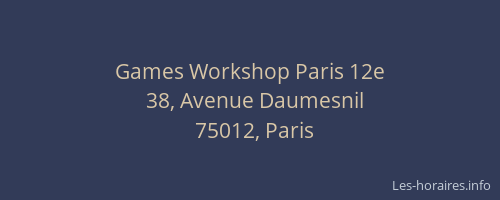 Games Workshop Paris 12e