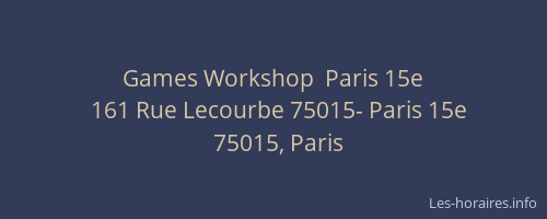 Games Workshop  Paris 15e
