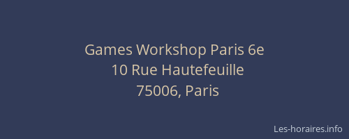 Games Workshop Paris 6e
