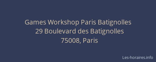 Games Workshop Paris Batignolles