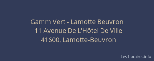 Gamm Vert - Lamotte Beuvron