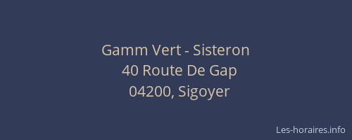 Gamm Vert - Sisteron