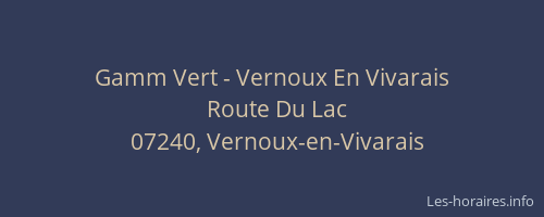 Gamm Vert - Vernoux En Vivarais