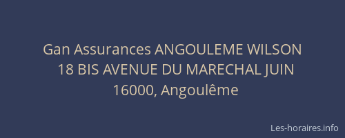 Gan Assurances ANGOULEME WILSON