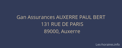 Gan Assurances AUXERRE PAUL BERT