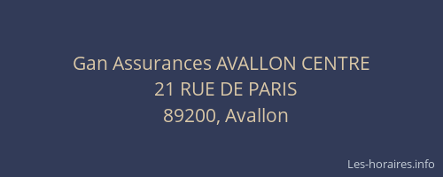 Gan Assurances AVALLON CENTRE