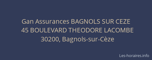 Gan Assurances BAGNOLS SUR CEZE