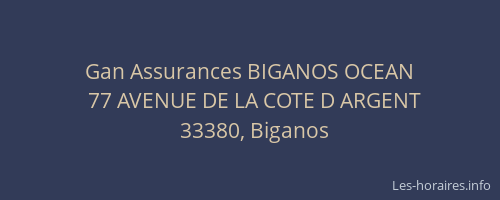 Gan Assurances BIGANOS OCEAN