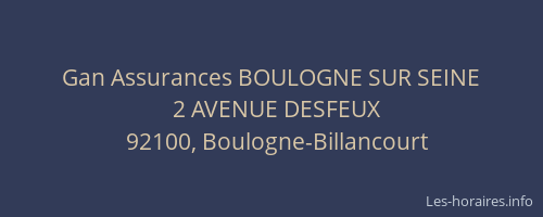 Gan Assurances BOULOGNE SUR SEINE