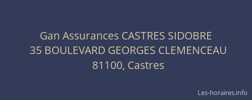 Gan Assurances CASTRES SIDOBRE