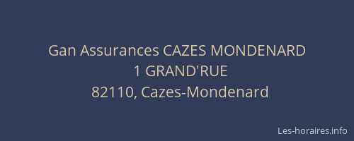Gan Assurances CAZES MONDENARD