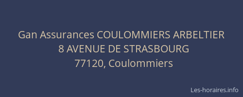 Gan Assurances COULOMMIERS ARBELTIER