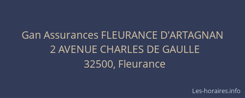 Gan Assurances FLEURANCE D'ARTAGNAN