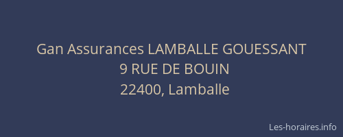 Gan Assurances LAMBALLE GOUESSANT