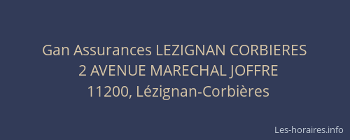 Gan Assurances LEZIGNAN CORBIERES