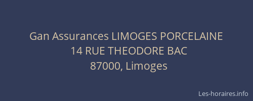 Gan Assurances LIMOGES PORCELAINE