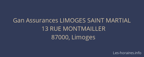 Gan Assurances LIMOGES SAINT MARTIAL