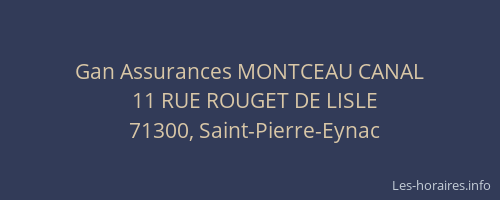 Gan Assurances MONTCEAU CANAL