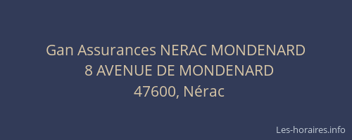 Gan Assurances NERAC MONDENARD