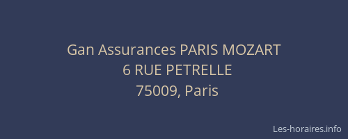 Gan Assurances PARIS MOZART