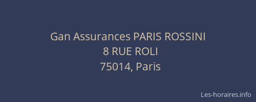 Gan Assurances PARIS ROSSINI