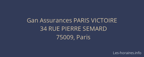 Gan Assurances PARIS VICTOIRE