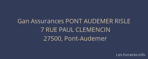 Gan Assurances PONT AUDEMER RISLE