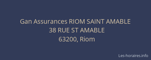 Gan Assurances RIOM SAINT AMABLE
