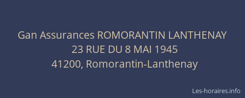 Gan Assurances ROMORANTIN LANTHENAY