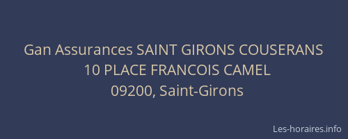 Gan Assurances SAINT GIRONS COUSERANS
