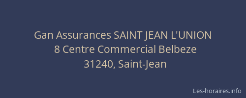 Gan Assurances SAINT JEAN L'UNION