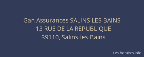 Gan Assurances SALINS LES BAINS