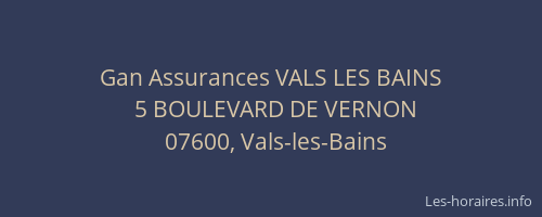 Gan Assurances VALS LES BAINS