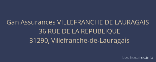 Gan Assurances VILLEFRANCHE DE LAURAGAIS