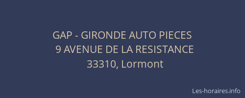 GAP - GIRONDE AUTO PIECES