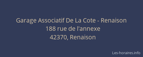 Garage Associatif De La Cote - Renaison