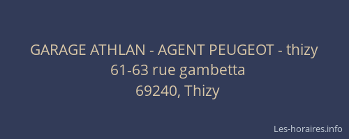 GARAGE ATHLAN - AGENT PEUGEOT - thizy