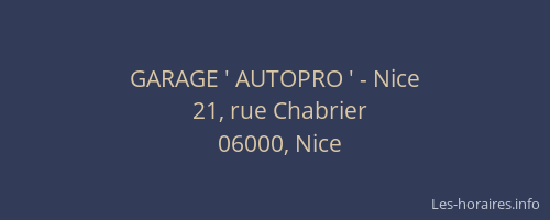 GARAGE ' AUTOPRO ' - Nice