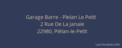 Garage Barre - Plelan Le Petit