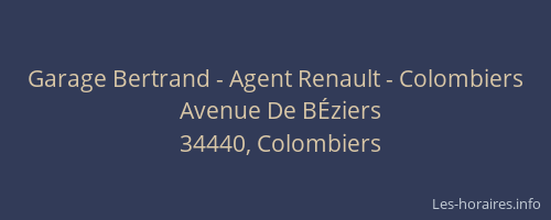 Garage Bertrand - Agent Renault - Colombiers